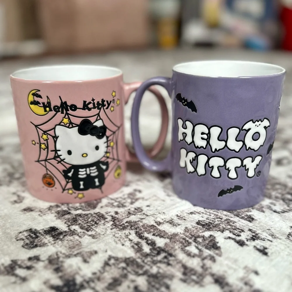 NWT Silver Buffalo Hello Kitty by Sanrio mummy & skeleton Halloween mug set of 2